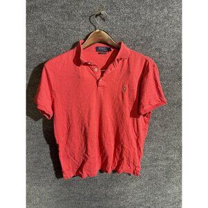 Polo Ralph Lauren Polo Shirt Mens Medium Red Custom Slim Fit Cotton Pony Logo